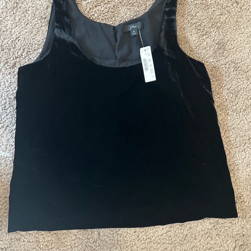 J.Crew Size 6 Tank Top Black Velvet Sleeveless Lined NWT